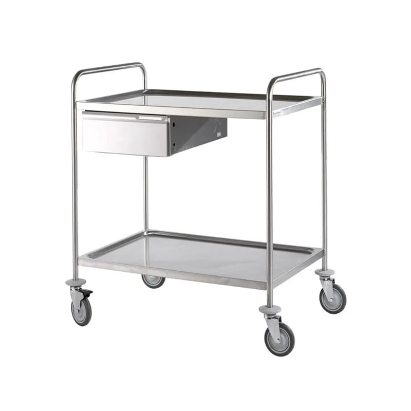 Stainless Steel Medical Utility Trolley with Drawer